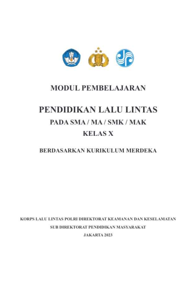 Modul Pembelajaran Pendidikan Lalu Lintas Kelas X