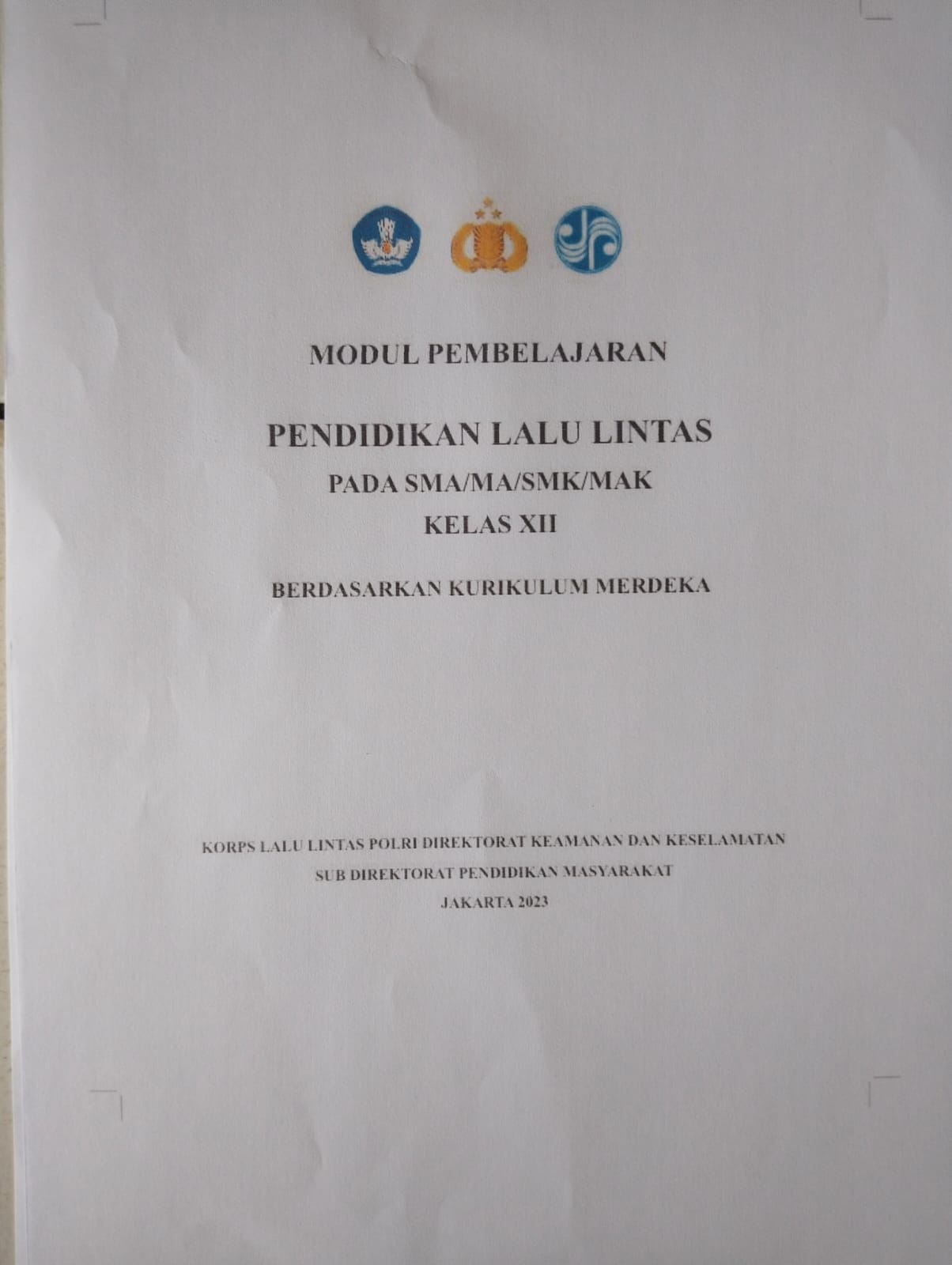 Modul Pembelajaran Pendidikan Lalu Lintas kelas XII